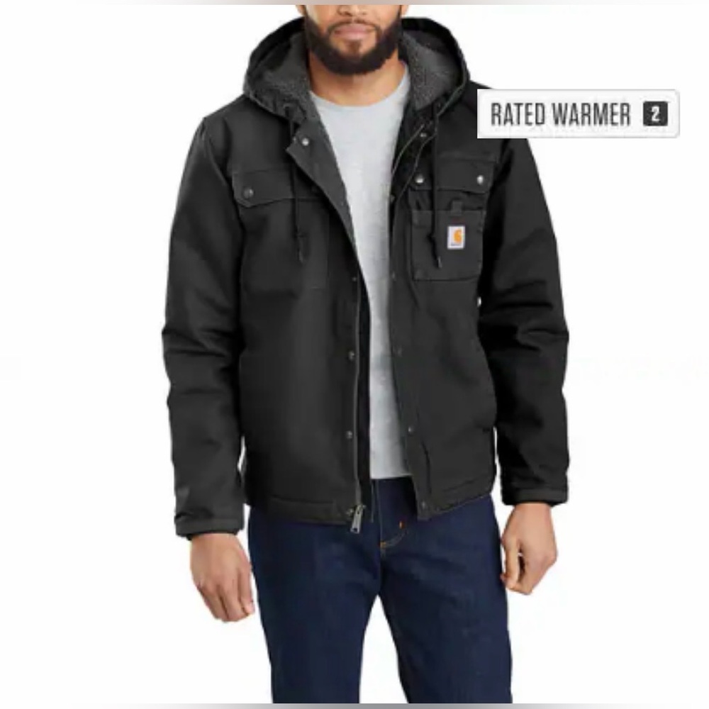 Carhartt Washed Duck Bartlett Black Jacket Sherpa Lined | Men’s Regular Small